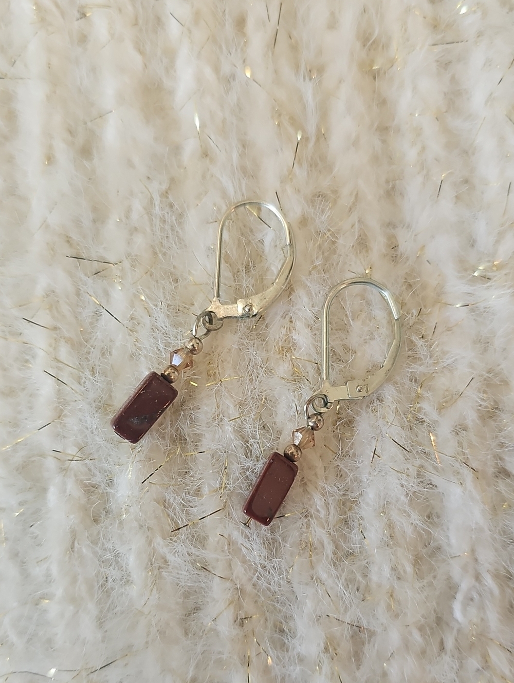 Elegant Brown Rectangle Drop Earrings - Minimalist